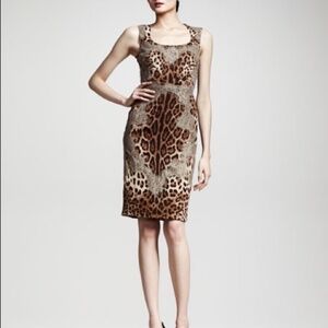 Dolce & Gabbana silk leopard print & lace dress IT38/0/XS